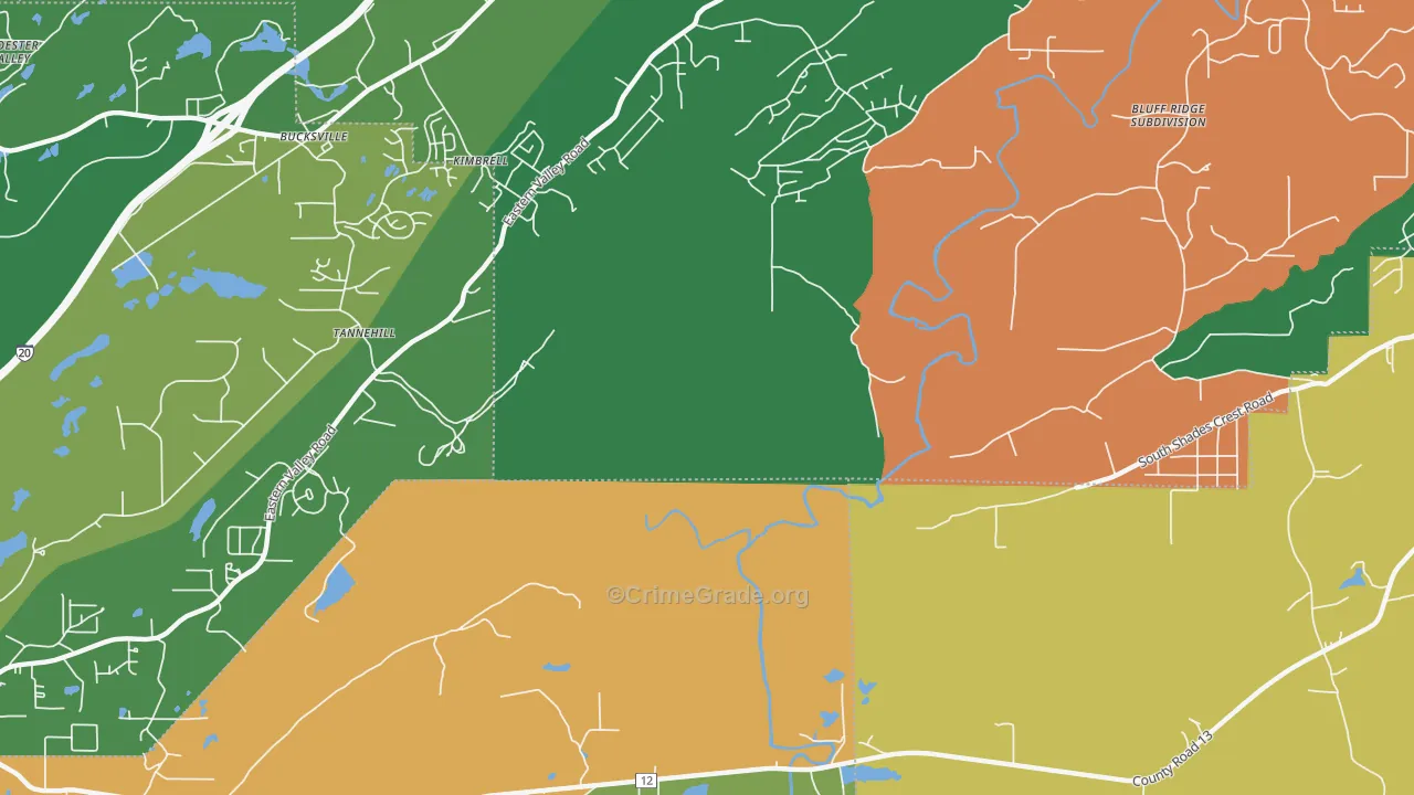 Kimbrell, AL Map of Robbery Rates