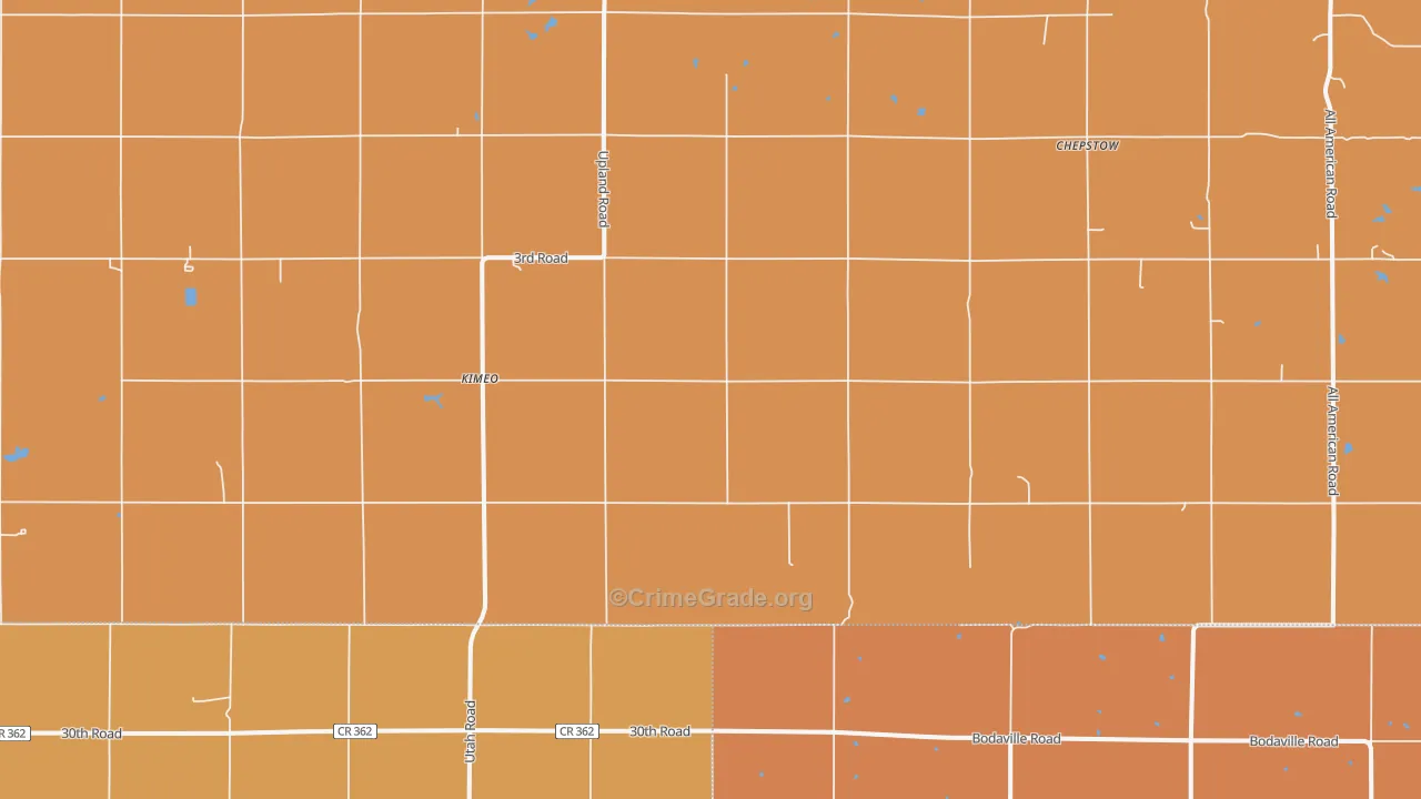 Kimeo, KS Map of Robbery Rates
