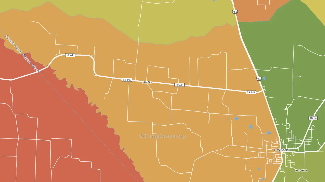 Kimery, TN Map of Robbery Rates