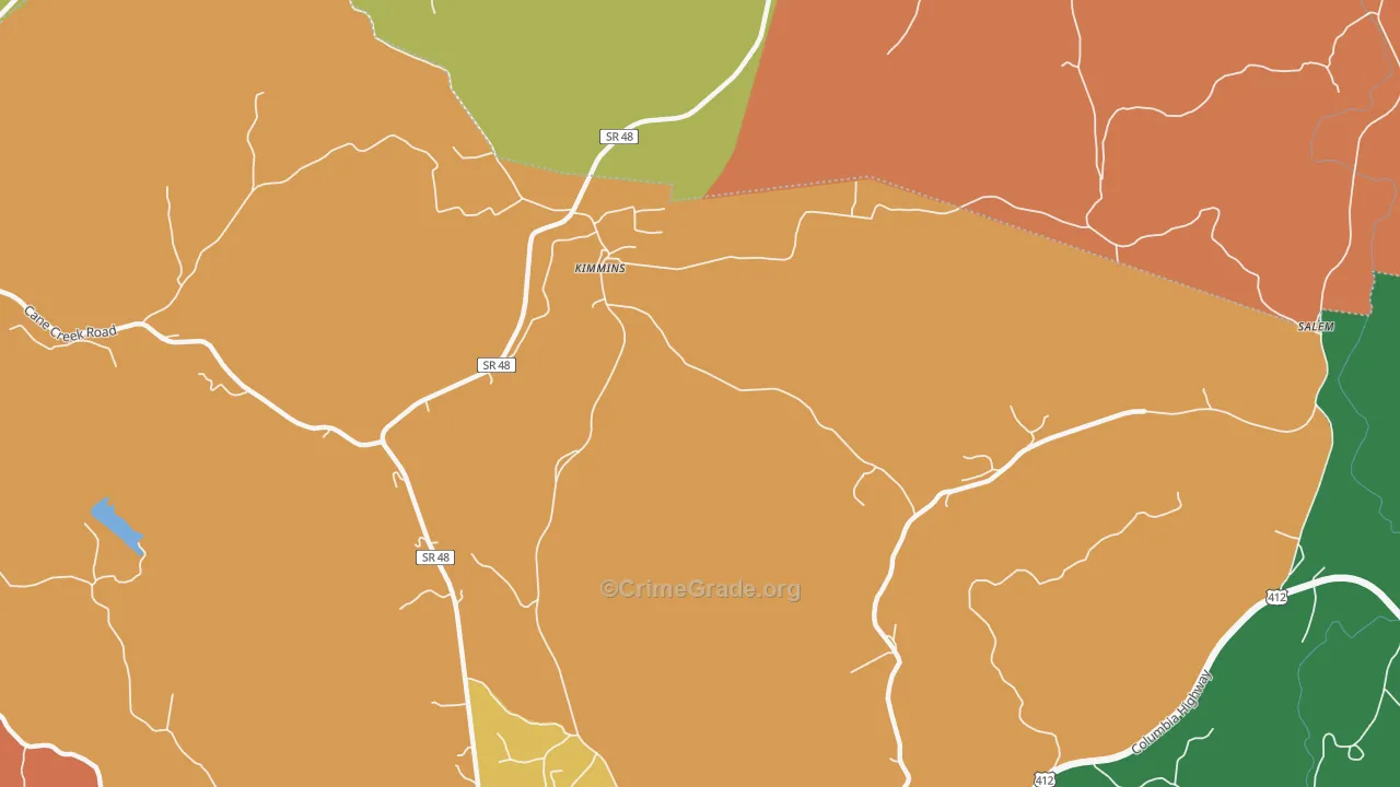 Kimmins, TN Map of Robbery Rates