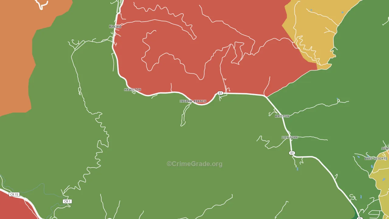 Kincaid, WV Map of Robbery Rates