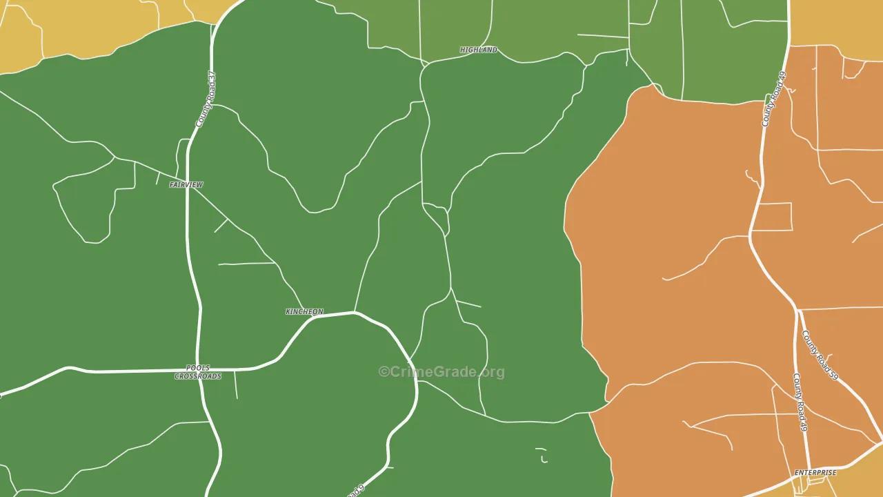 Kincheon, AL Map of Robbery Rates