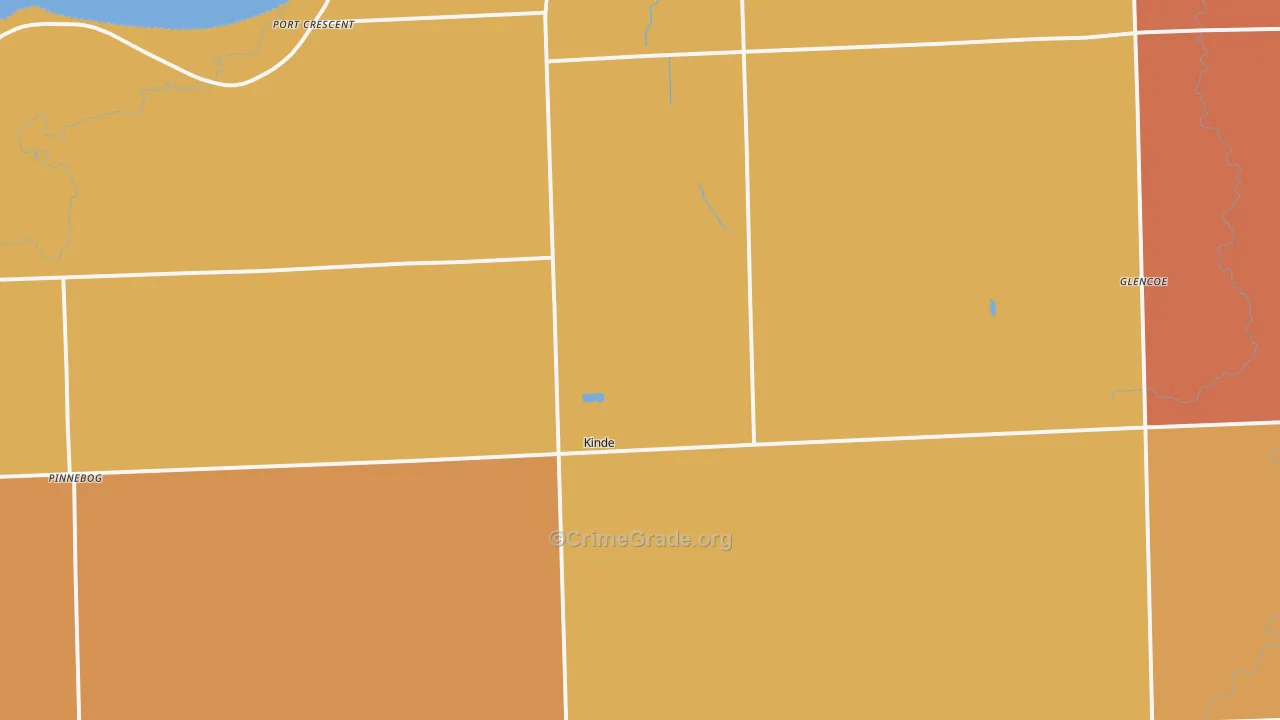 Kinde, MI Map of Robbery Rates