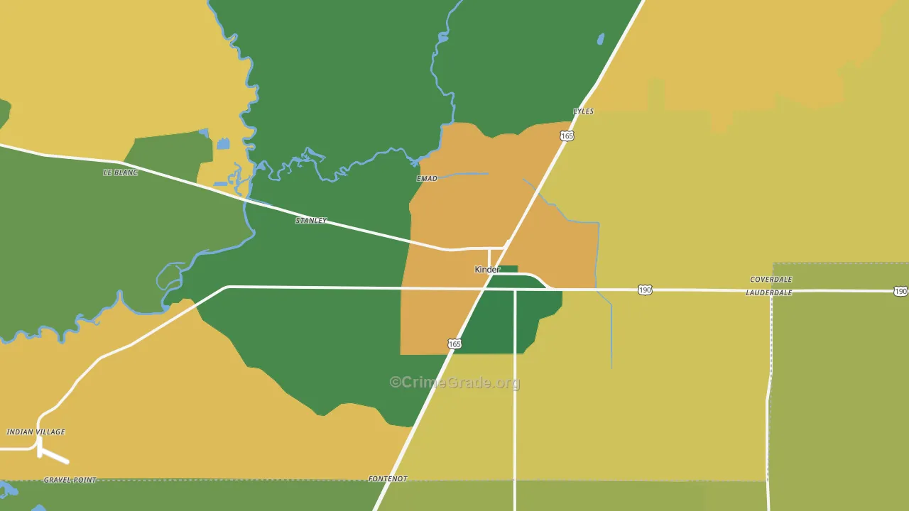 Kinder, LA Map of Robbery Rates
