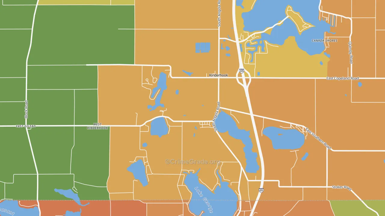 Kinderhook, MI Map of Robbery Rates