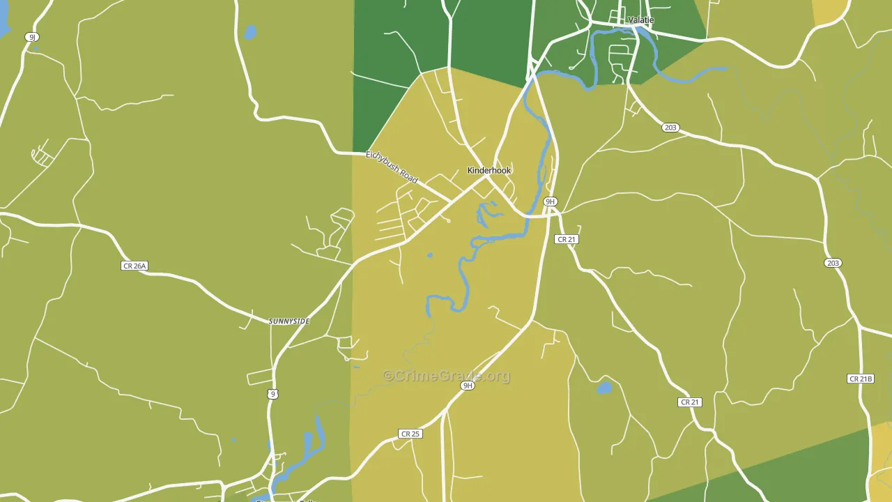 Kinderhook, NY Map of Robbery Rates
