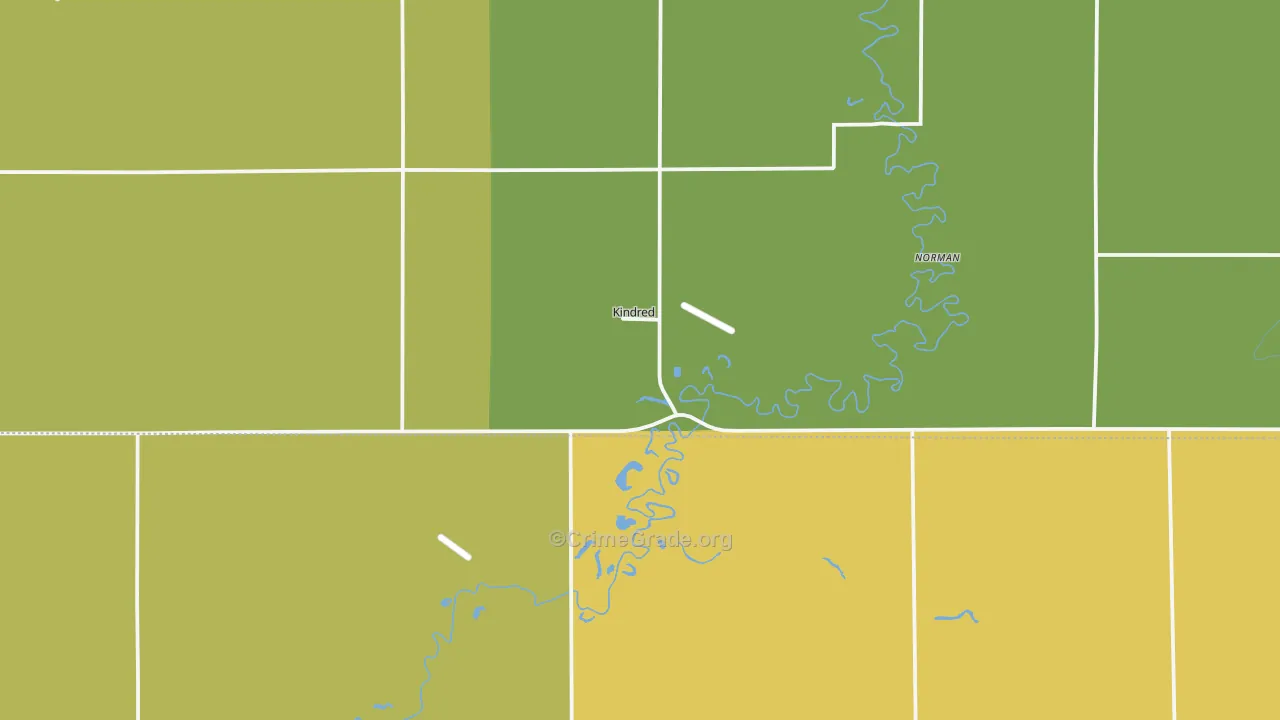 Kindred, ND Map of Robbery Rates