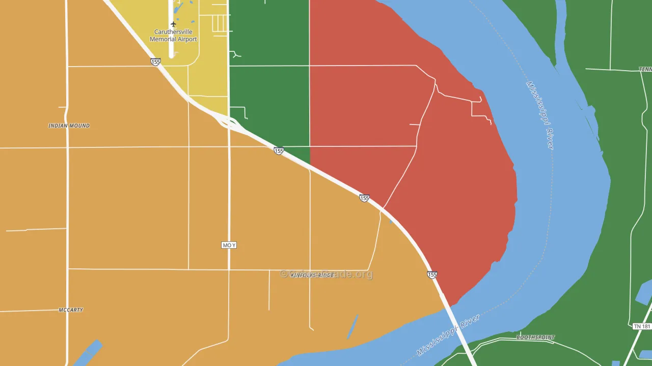 Kinfolks Ridge, MO Map of Robbery Rates