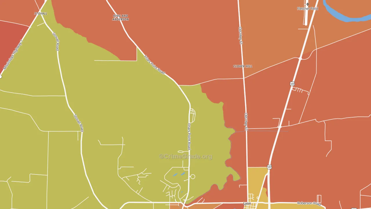 King and Anderson, MS Map of Robbery Rates