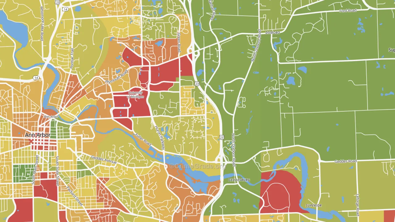 King, Ann Arbor, MI Map of Robbery Rates