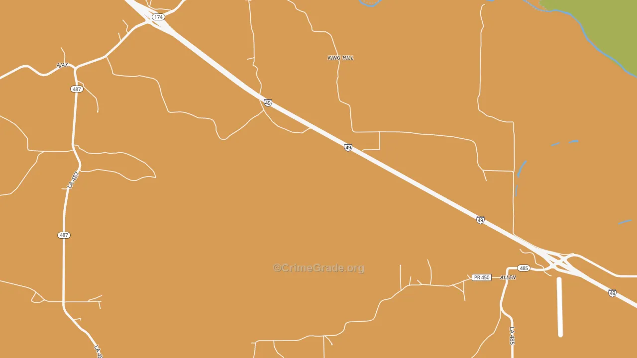 King Hill, LA Map of Robbery Rates