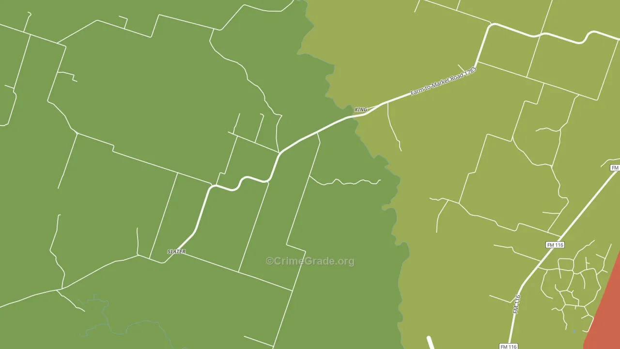 King, TX Map of Robbery Rates