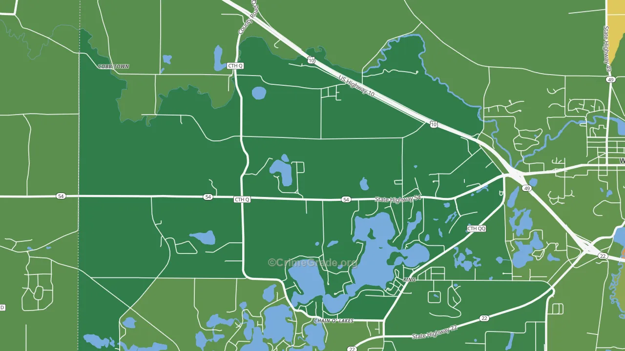 King, WI Map of Robbery Rates