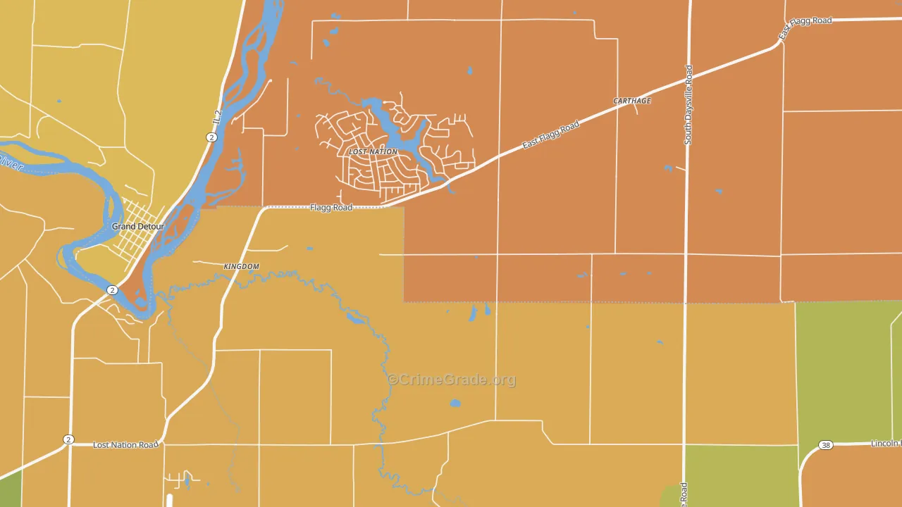Kingdom, IL Map of Robbery Rates