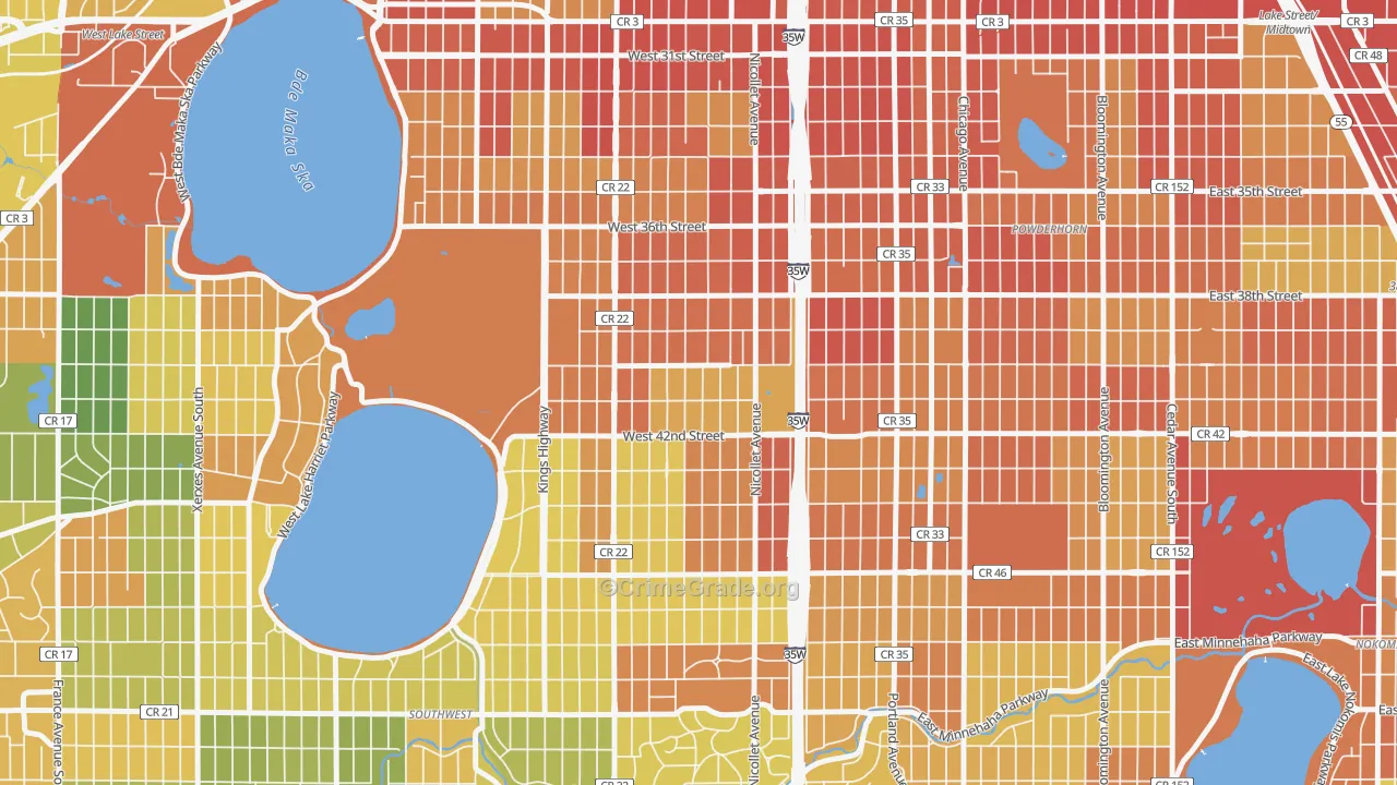 Kingfield, Minneapolis, MN Map of Robbery Rates