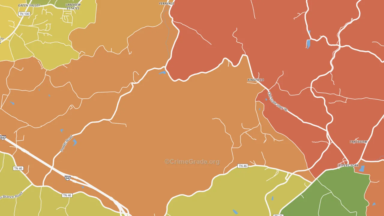 Kingfield, TN Map of Robbery Rates