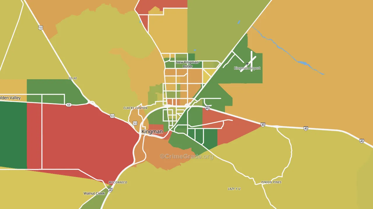 Kingman, AZ Map of Robbery Rates