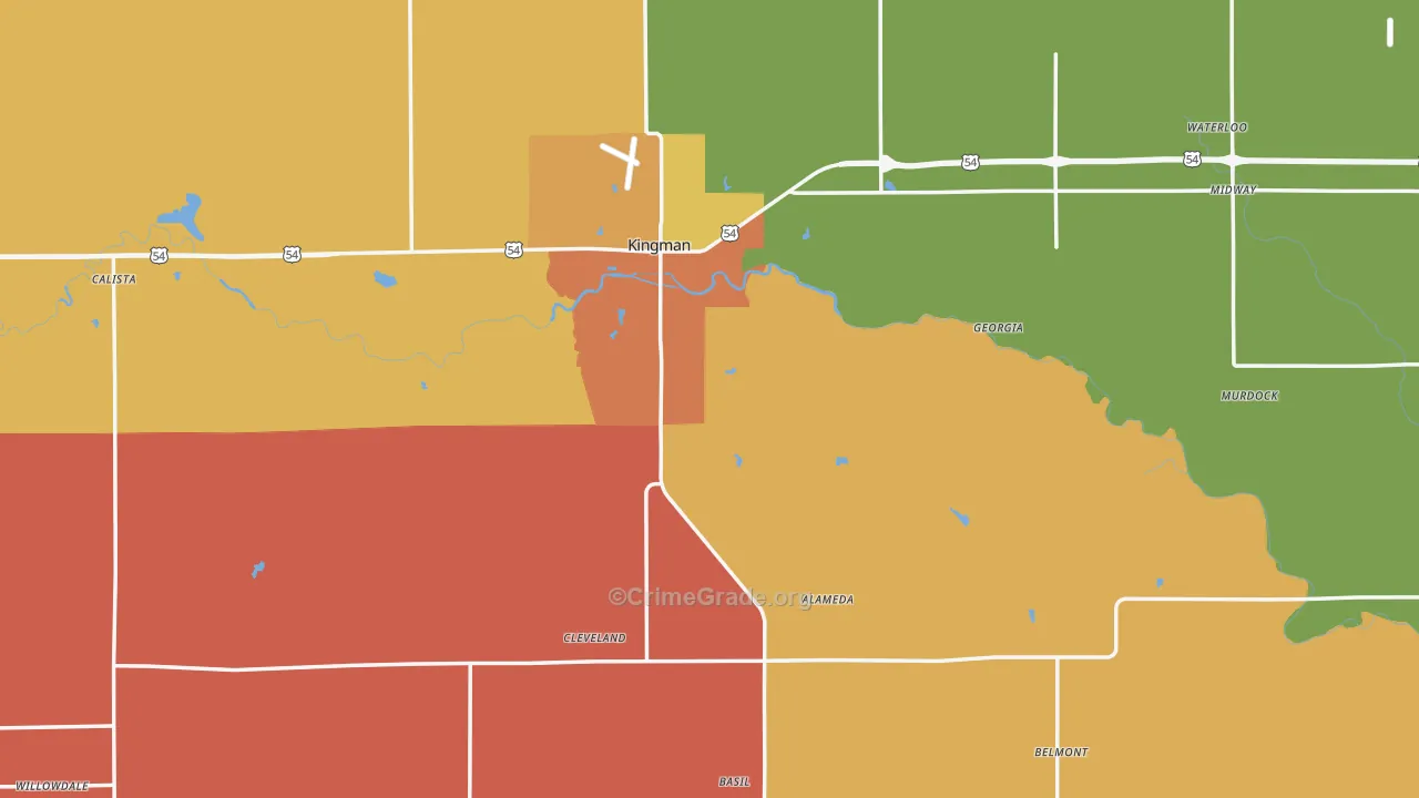 Kingman County, KS Map of Robbery Rates