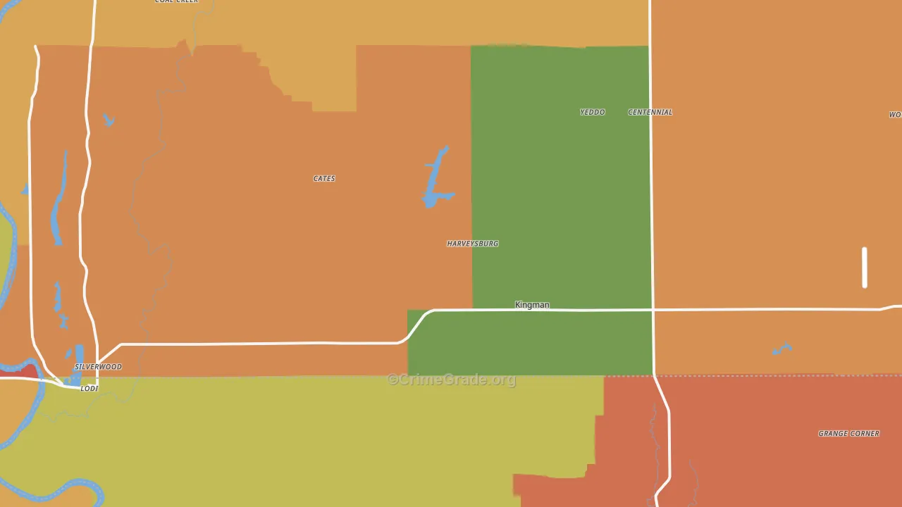 Kingman, IN Map of Robbery Rates