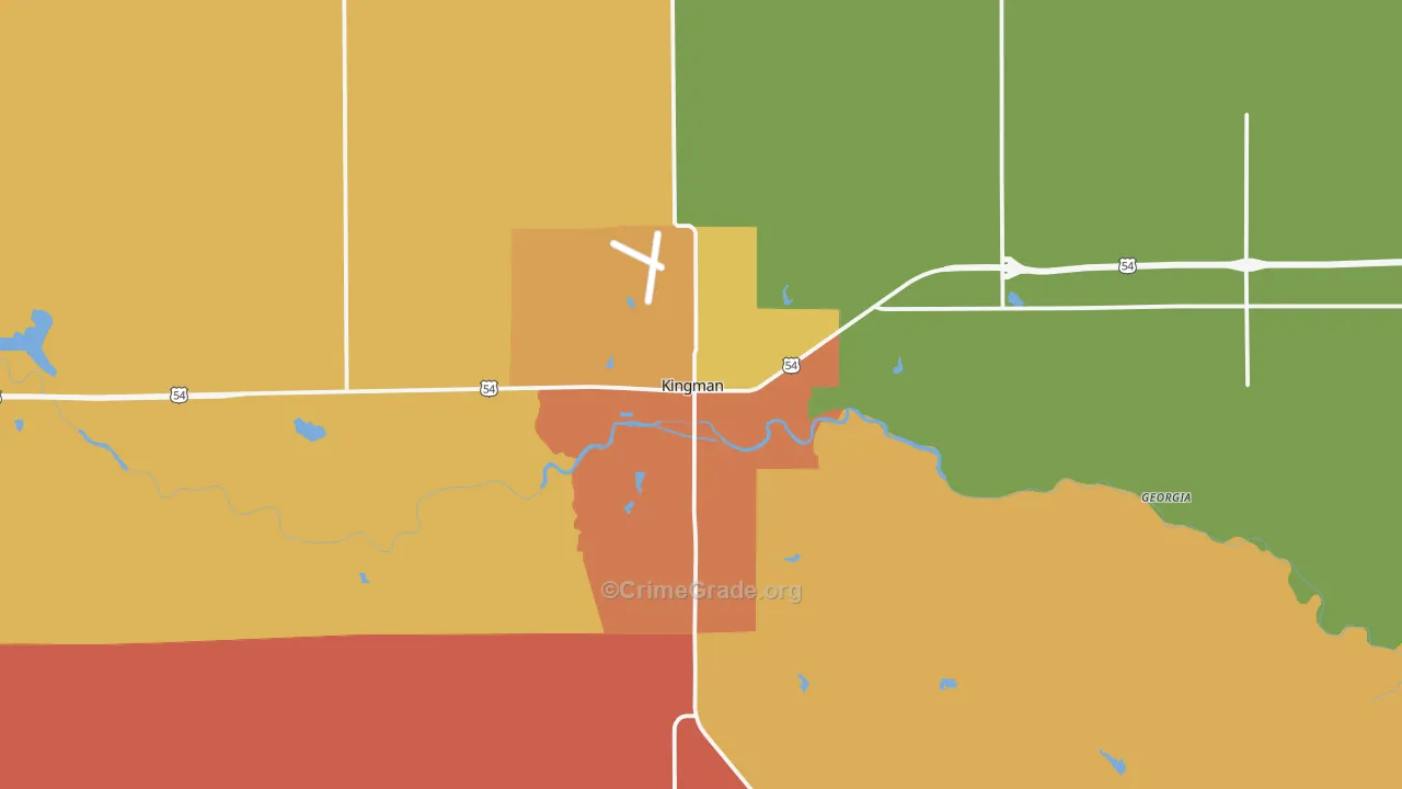 Kingman, KS Map of Robbery Rates