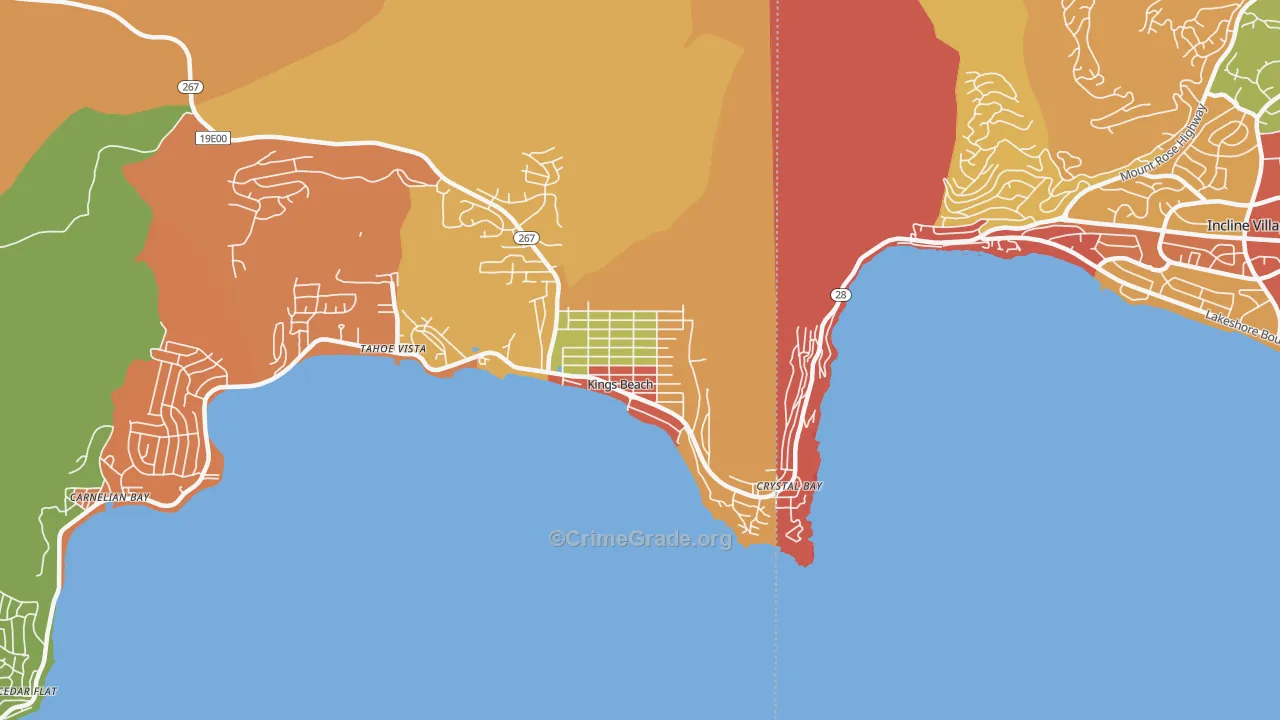 Kings Beach, CA Map of Robbery Rates