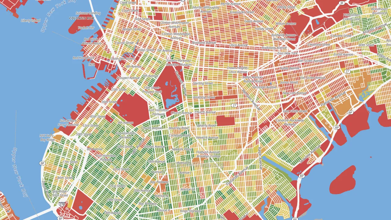 Kings County, NY Map of Robbery Rates