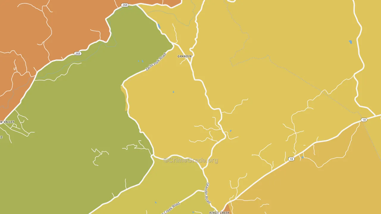 Kings Creek, NC Map of Robbery Rates