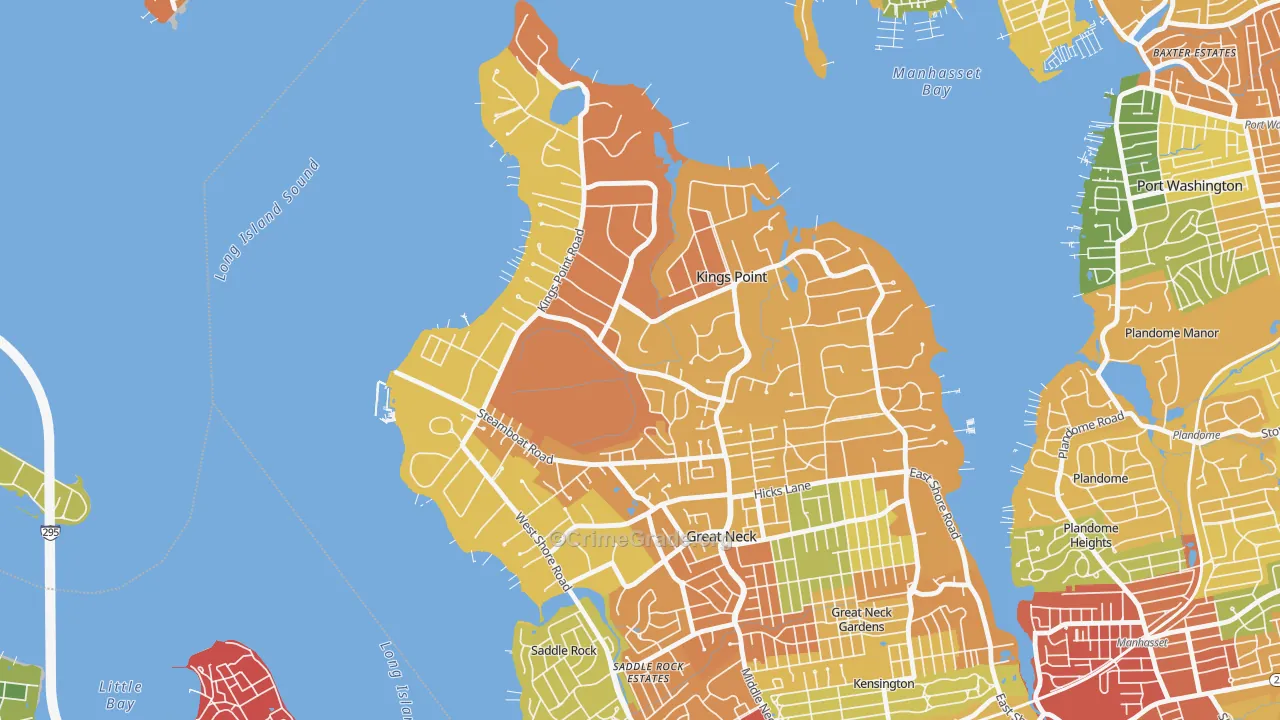Kings Point, NY Map of Robbery Rates