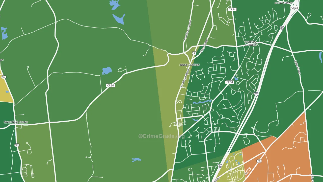 Kings Station, NY Map of Robbery Rates