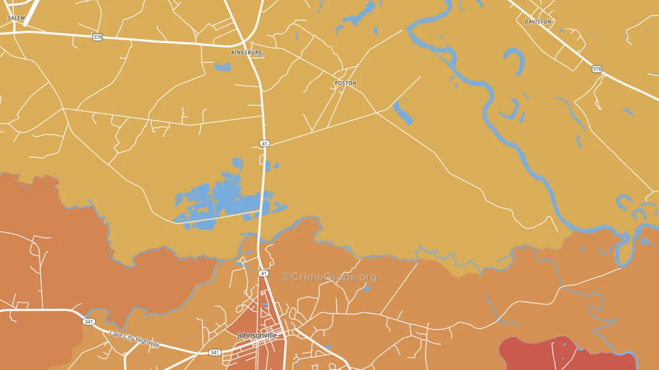 Kingsburg, SC Map of Robbery Rates