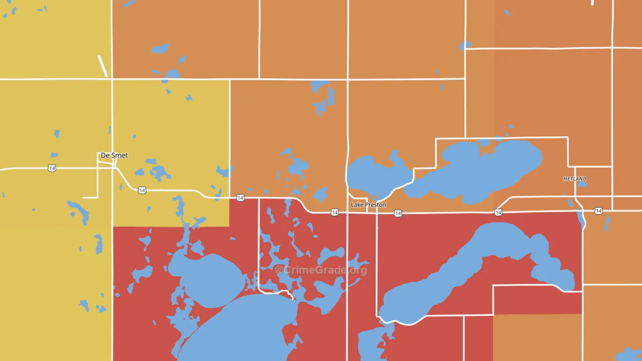 Kingsbury County, SD Map of Robbery Rates