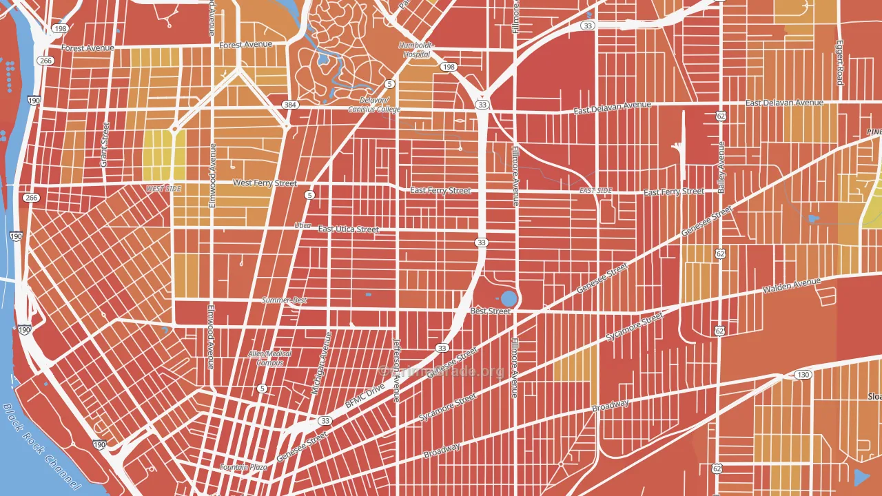 Kingsley, Buffalo, NY Map of Robbery Rates