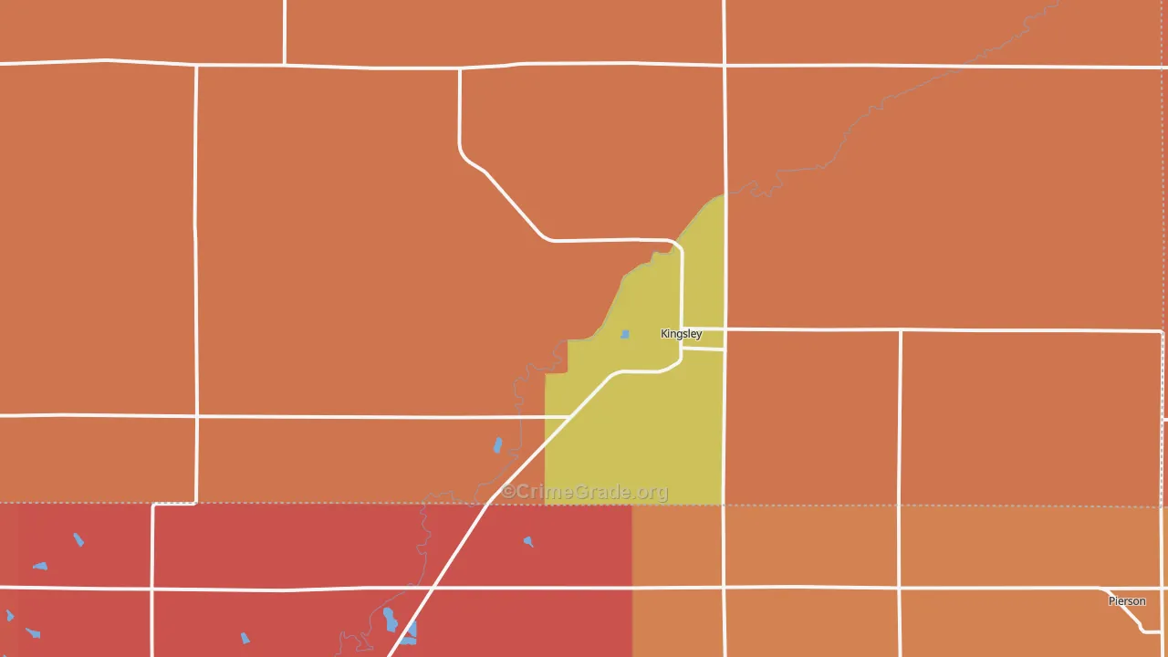 Kingsley, IA Map of Robbery Rates