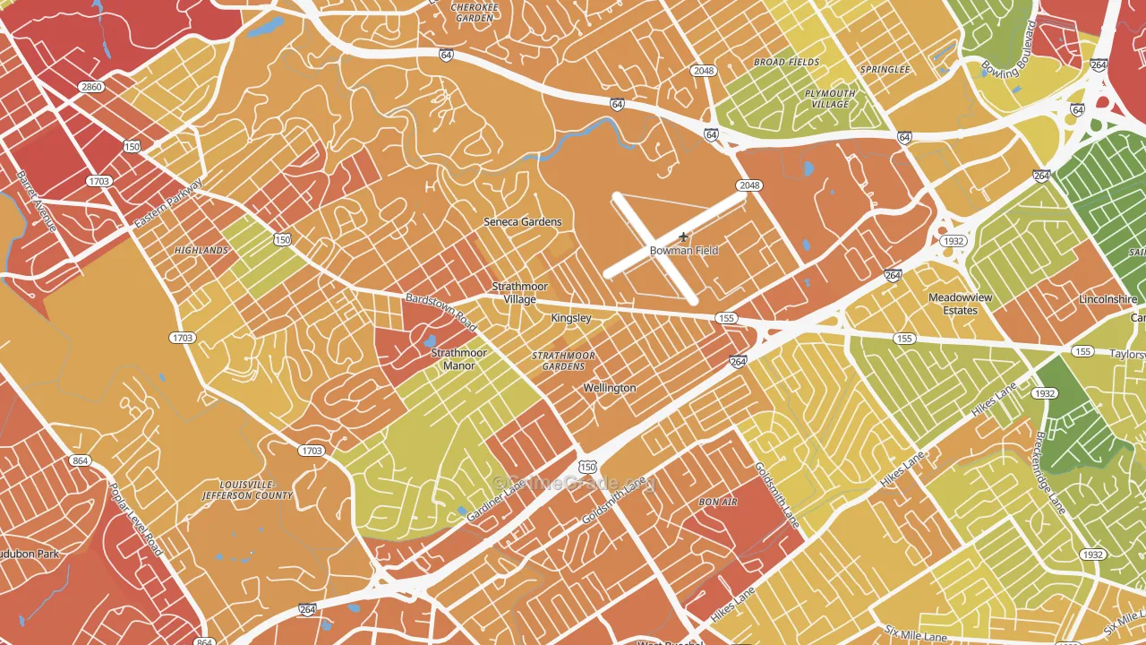 Kingsley, KY Map of Robbery Rates