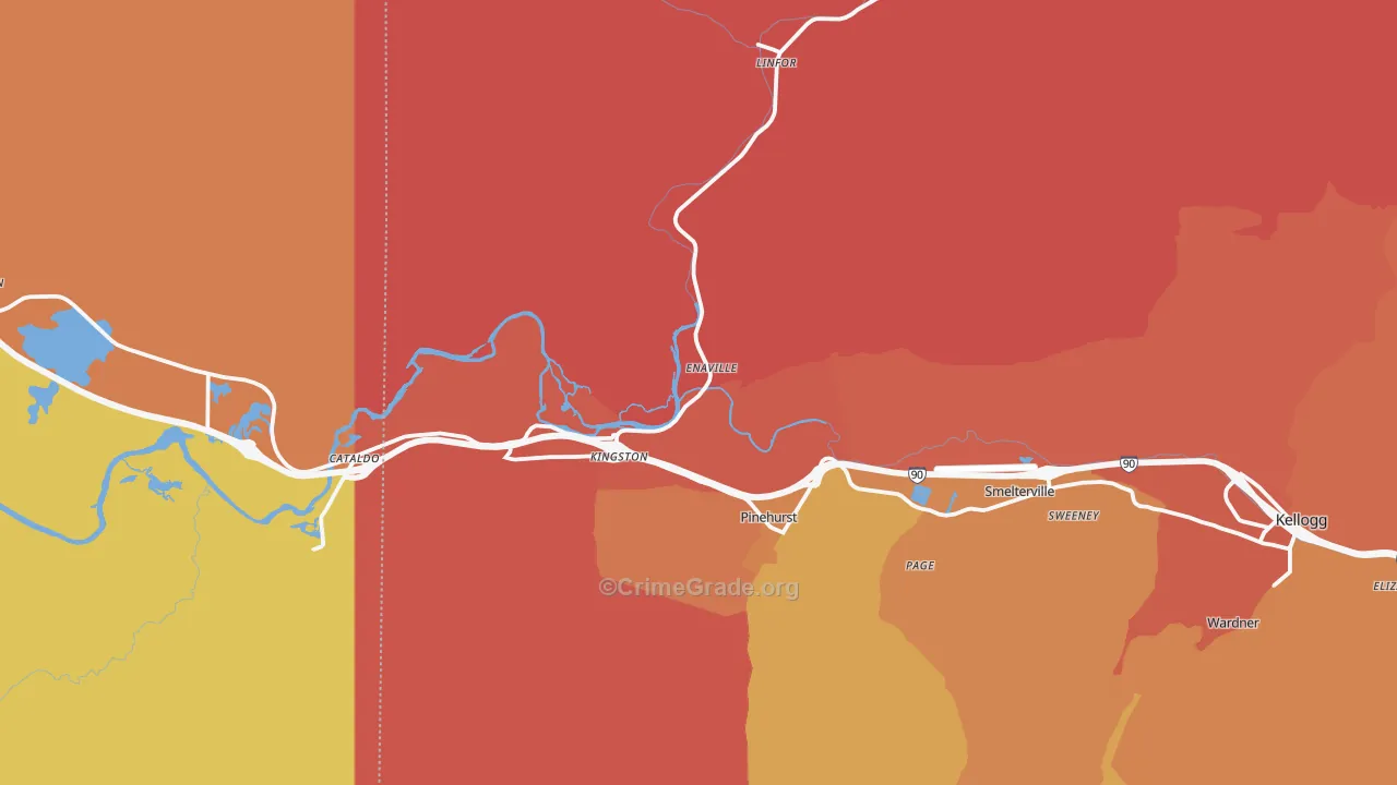 Kingston, ID Map of Robbery Rates