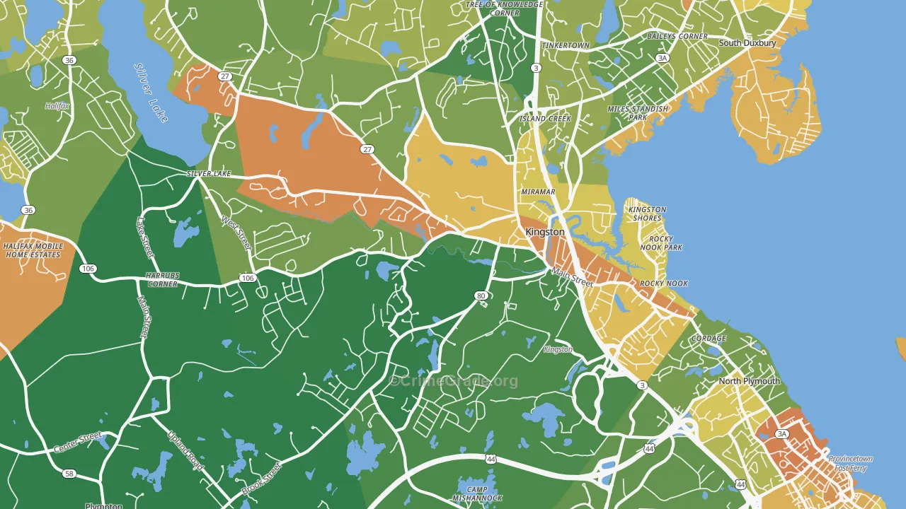 Kingston, MA Map of Robbery Rates
