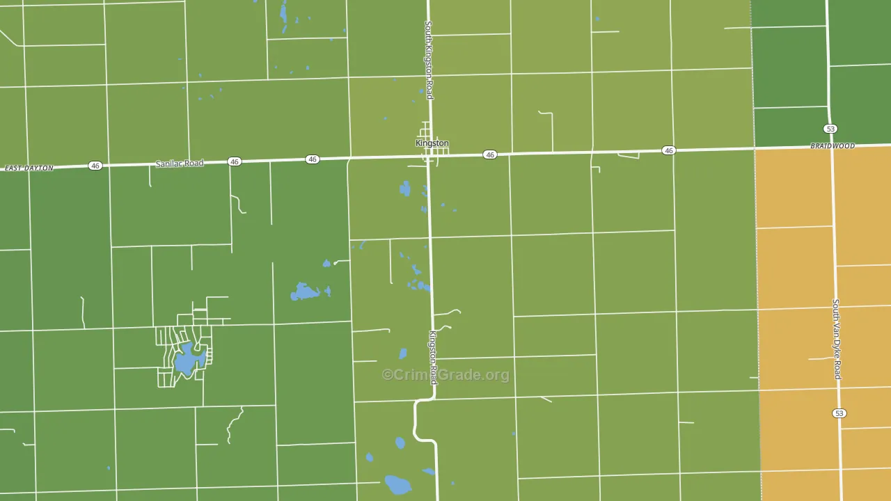 Kingston, MI Map of Robbery Rates