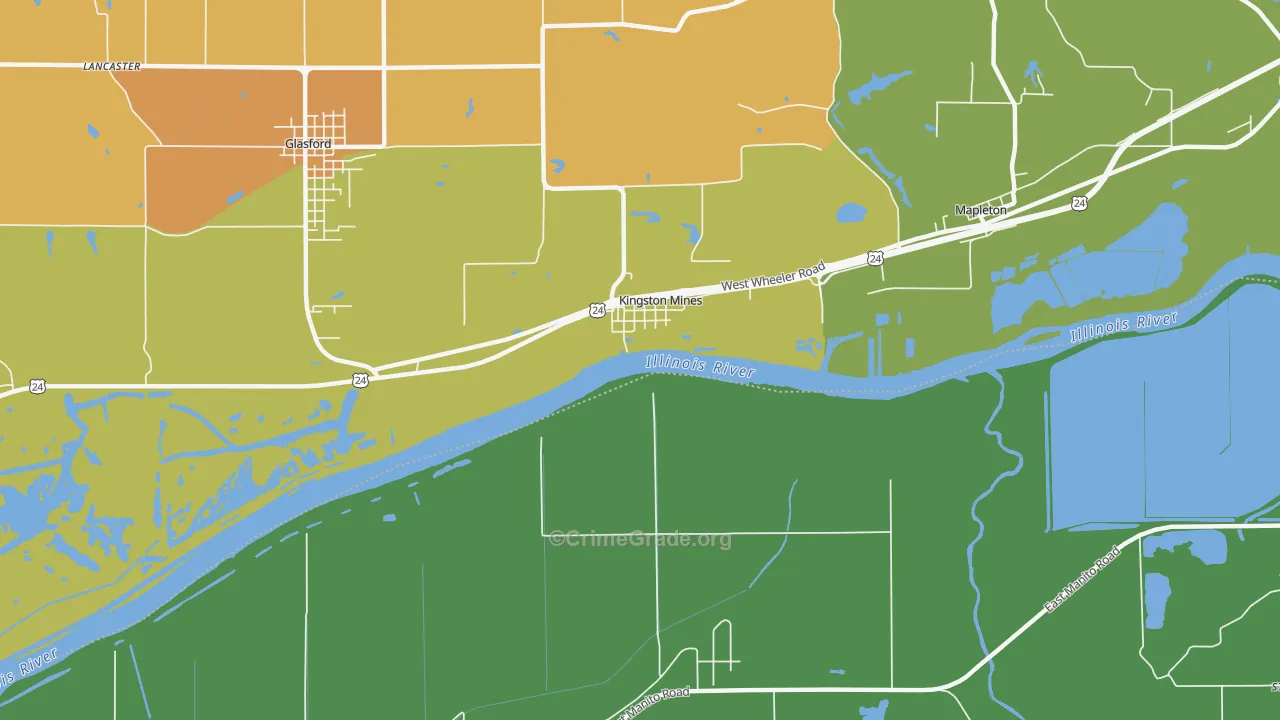 Kingston Mines, IL Map of Robbery Rates