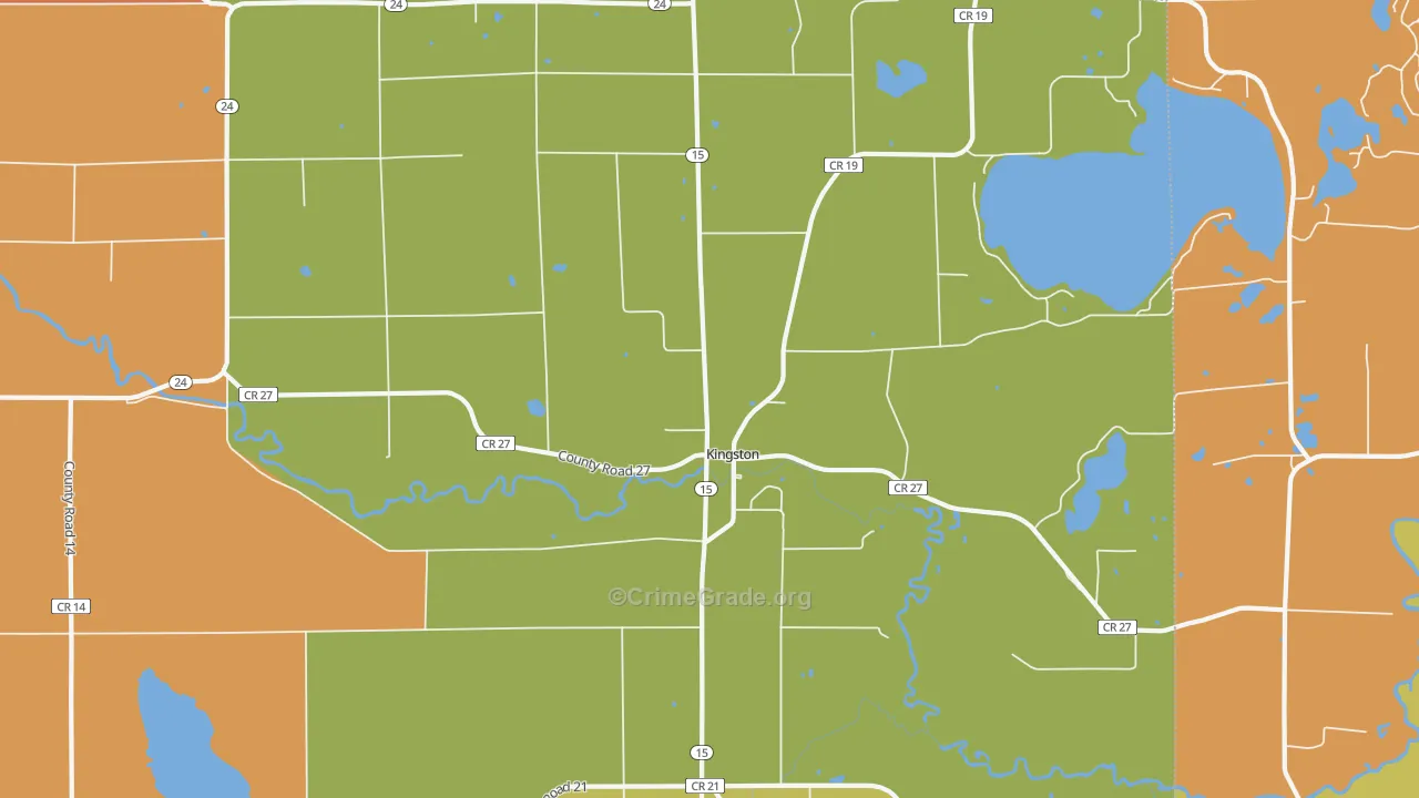 Kingston, MN Map of Robbery Rates
