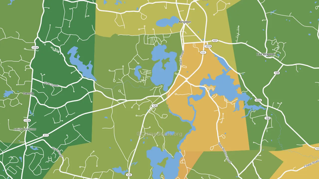 Kingston, NH Map of Robbery Rates