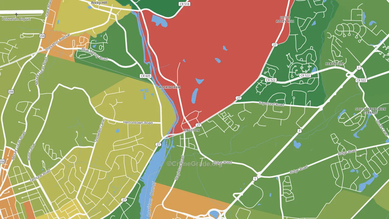 Kingston, NJ Map of Robbery Rates