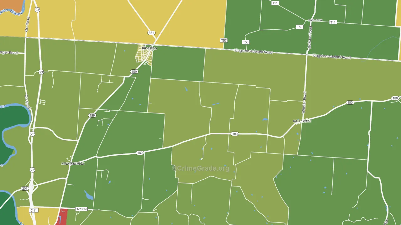 Kingston, OH Map of Robbery Rates