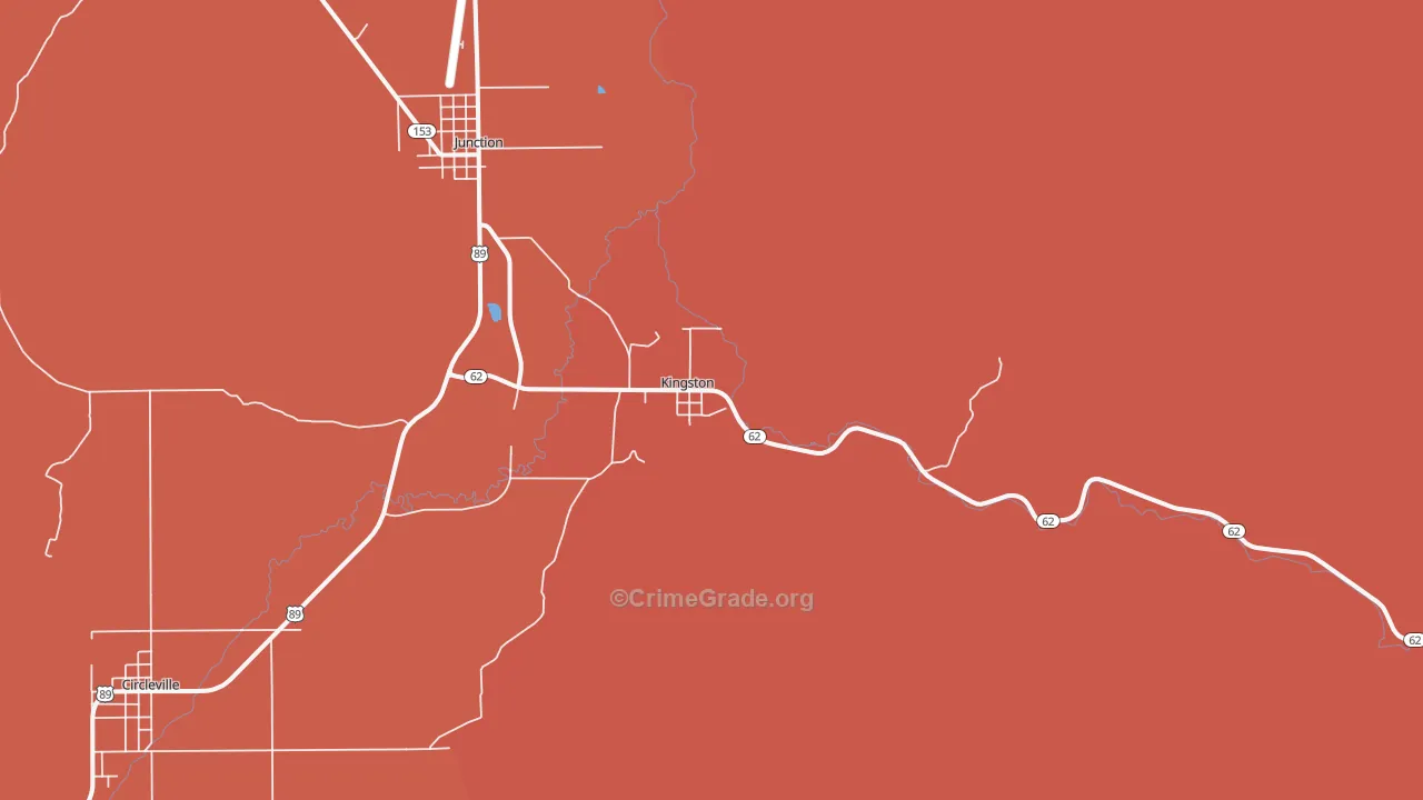 Kingston, UT Map of Robbery Rates