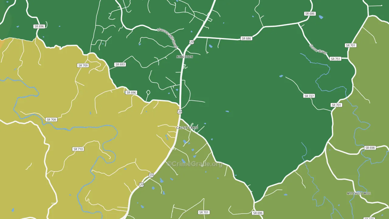 Kingston, VA Map of Robbery Rates