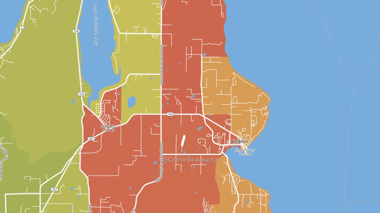 Kingston, WA Map of Robbery Rates