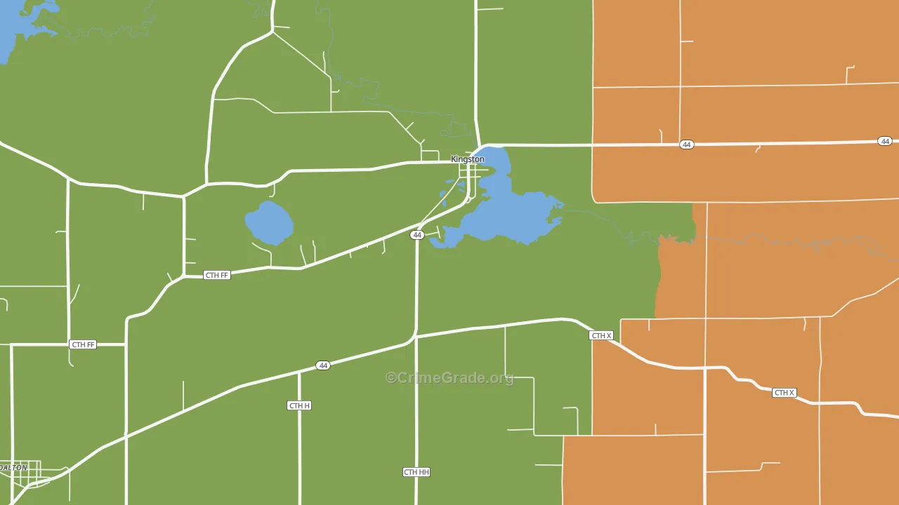 Kingston, WI Map of Robbery Rates