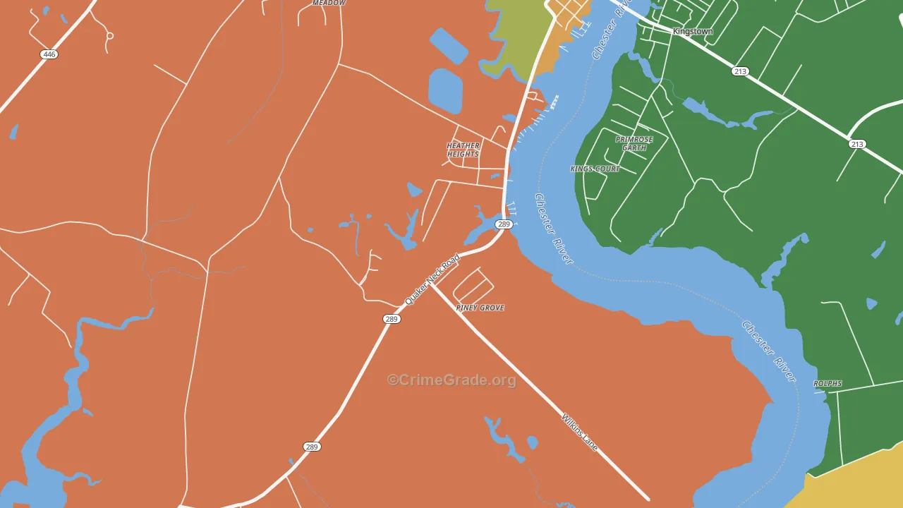 Kingstown, MD Map of Robbery Rates