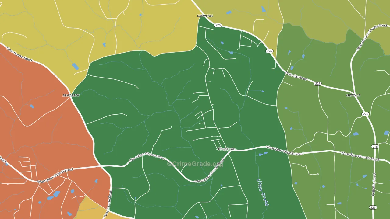 Kingstown, NC Map of Robbery Rates