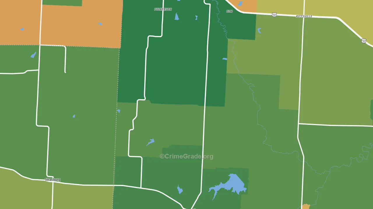 Kingsville, MO Map of Robbery Rates