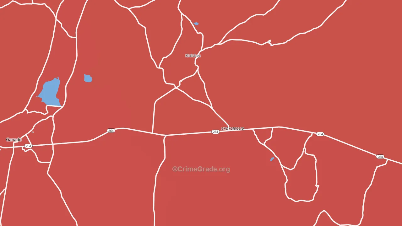 Kinlichee, AZ Map of Robbery Rates